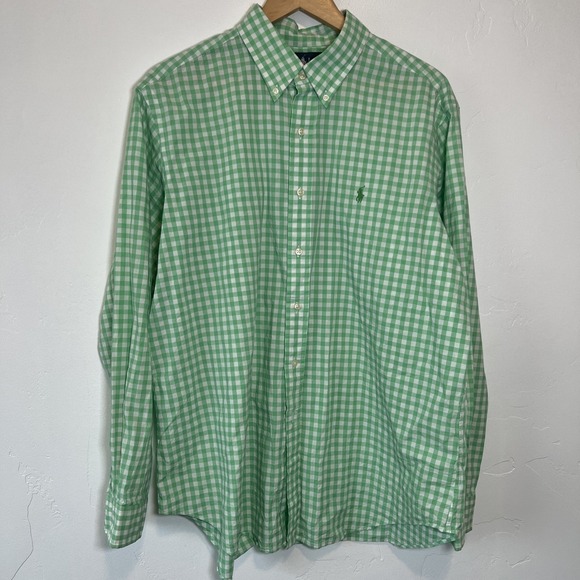 Ralph Lauren Men's XL Classic Fit Green White Plaid Long Sleeve ButtonDown Shirt - Picture 2 of 10
